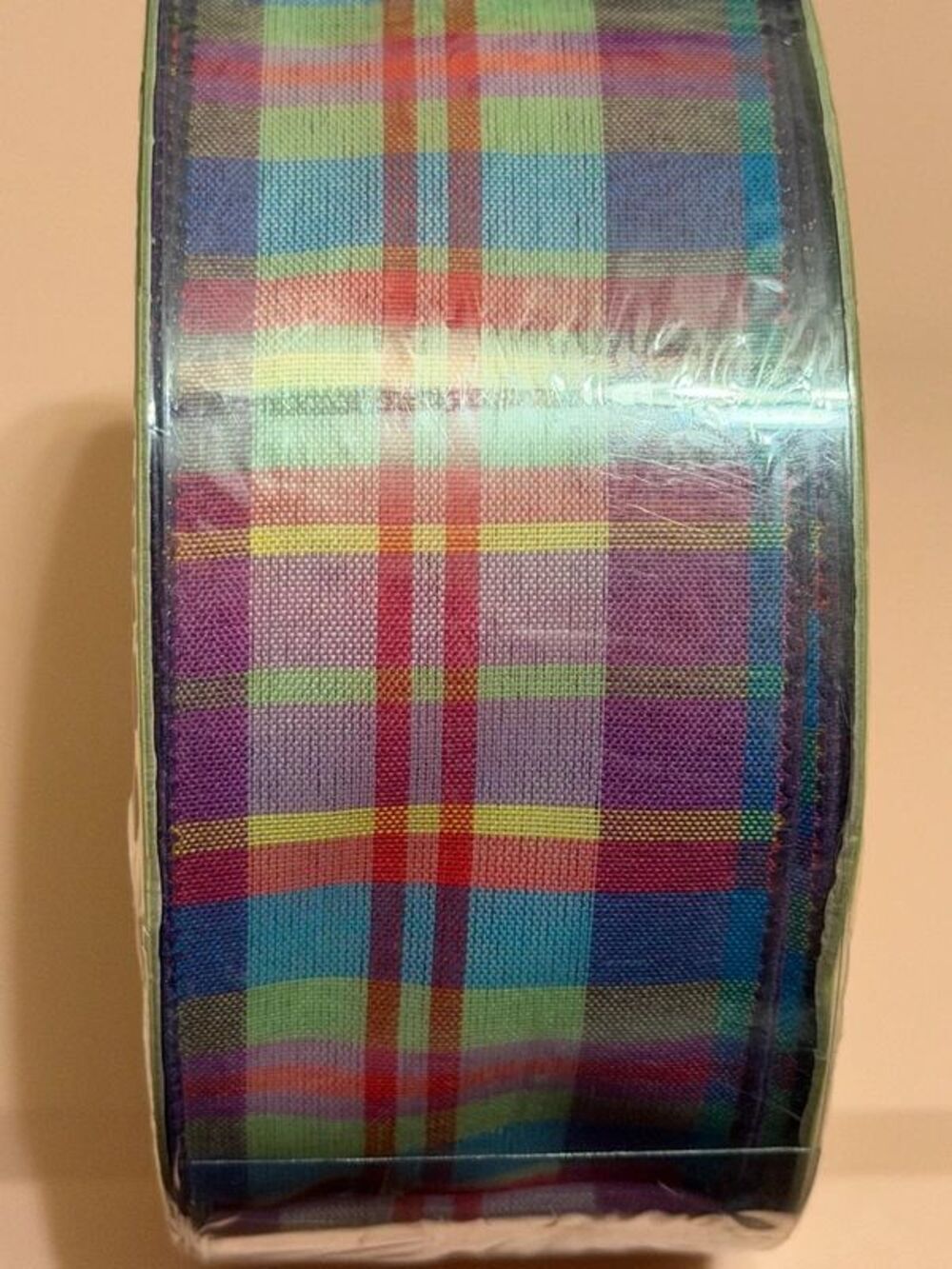 Sealed Member's Mark Premium Wired Edge Purple Pink Blue Plaid Ribbon (50 Yards)